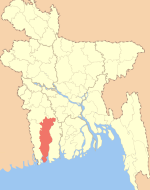 The Khulna District on a map of Bangladesh