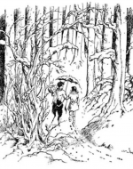 Narnia Illustrations of Lucy with Mr. Tumnus and his Umbrella