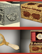Pearl Handheld Accessory Mirror in a Dressing-Case