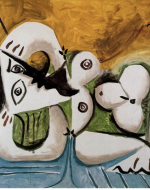 Alexandre Esguerra's 2025 Untitled Love and Paint Exhibition, Collage of Esguerra's Work, Pablo Picasso's 1966 Reclining Nude on a Blue Sofa, Miriam Schapiro's 1959 Mother and Child, Esguerra 2014 We Run in Mass, Esguerra 2018 Malai, Esguerra 2018 Where Does it Hurt?, Esguerra 2014 Ultimate Summer Kickoff, Esguerra's 2020 Be A Man, Esguerra's 2020 In God We Must, Esguerra's 2020 Taste No Evil, Esguerra's 2020 Eracism, Esguerra's 2020 Don't Cough On Me, Esguerra's 2020 BLM Tape, Esguerra's 2020 Prom, 