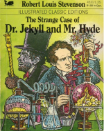 Colorful book illustration of Jekyll and Hyde