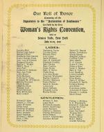 A list of names of people who signed the Declaration of Sentiments