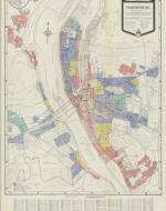 This is a map of Harrisburg and its surrounding communities developed by the FHA. The map divides the city into 4 different zones; into zones with four different risk levels, “Best”, “Still Desirable”, “Definitely Declining”, and “Hazardous”.