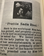 Advert for “Prettie Sadie Reed” in Lulu White’s Mahogany Hall Brochure. ca 1917. 