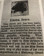 Advert for Emma Sears in Lulu White’s Mahogany Hall Brochure. ca 1917.