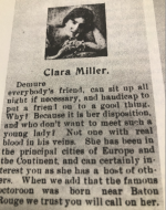 Advert for Clara Miller in Lulu White’s Mahogany Hall Brochure. ca 1917