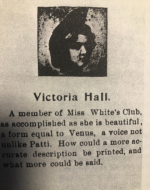 Advert for Victoria Hall in Lulu White’s Mahogany Hall Brochure. ca 1917.