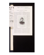 A scrapbook page presenting the history of Women's Colleges at Oxford, with an inset image of the Principal of Somerville College