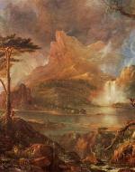 The awe of nature towers over that of a person, communicating the power and strength of nature itself.