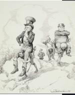 This cartoon is also named after the poem, but with a question mark added, and while this poem also makes the relationship literal, it inverses the work, as an attack on the poem.