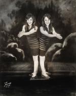 Daisy and Violet Hilton were conjoined at the hip and buttocks pictured here doing a dance,