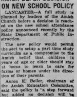 This is an article regarding PA Amish school policy.