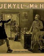 Theatrical poster of Jekyll and Hyde, Jekyll/ Hyde transforming with shocked third party