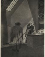 Jekyll and silhouette of Hyde in Jekyll's office - caption: "The horror of my other self"