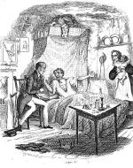 A man on his death bed visited by an old friend & mourned by his wife and child