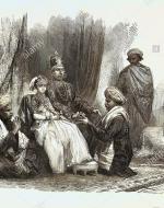 Picture of Princess Gouramma and her father, Chikka Virarajendra (1852) 