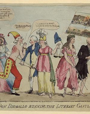 Political cartoon of 10 18th century notables.