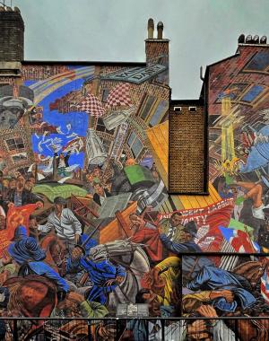 Battle of Cable Street Mural on side of St. George's Town Hall