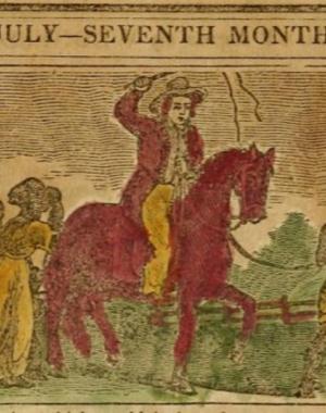 painting of an overseer on a horse whipping an enslaved person as an enslaved woman and children are forced to watch