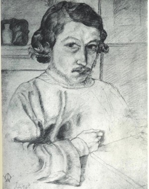 Earliest known image, a self-portrait of the young Morris in 1855 