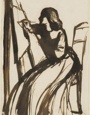 DGR, Elizabeth Siddal Seated at an Easel