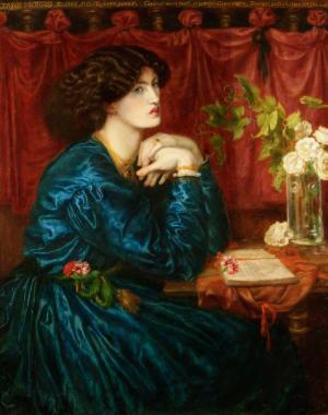 Rossetti, Jane Morris painting Blue Silk Dress