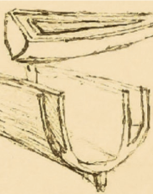 Drawings of DaVinci's double hull design