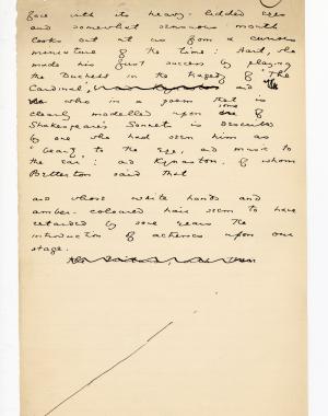 Folio 47 is a handwritten notebook page with no cutouts. Folio 47 stops mid-page and Wilde crosses out the last line seemingly to match up with the next folio.