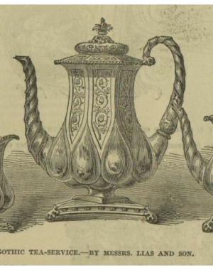 An advertisement for a Gothic tea set as found in a Victorian era newspaper.