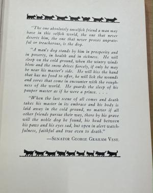 Quote at the beginning of the text from Senator George Graham Vest