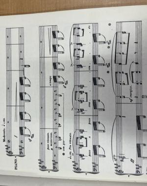 The cover of the edition includes the decorative design of pillars and arches with flowers, along with the title and information on the piece, Cover of the Leaflet, rested inside the score, First page of the score