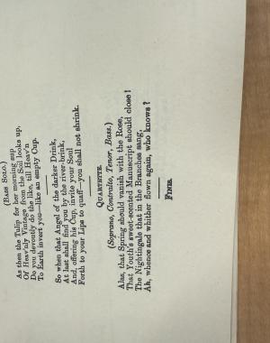 The cover of the edition includes the decorative design of pillars and arches with flowers, along with the title and information on the piece, Final Lyrics of the Score