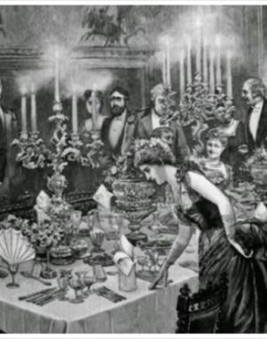 Illustration of grand dinner party