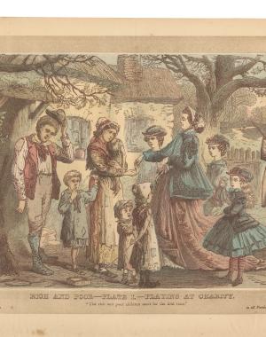 "Rich and Poor---Plate I.---Playing at Charity." 