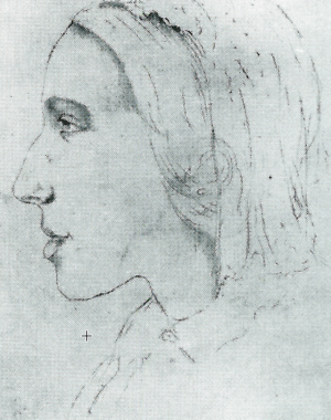 George Eliot, Sketch by Sara Hennell (circa 1847)