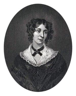 Portrait of Sarah Stickney Ellis wearing clothes that make her appear as a maid or stay-at-home wife.