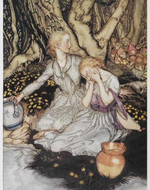 Laura and Lizzie, Goblin Market illustrated by Arthur Rackham