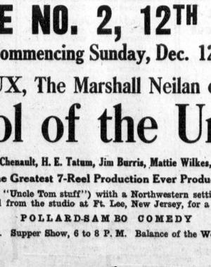 newspaper clipping promoting the film The Symbol of the Unconquered