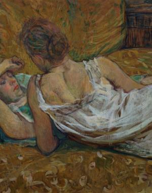 Georges Seurat's 1887 "The Models.", Edgar Germain Hilaire Degas's 1885 "Woman Combing Her Hair.", Henri de Toulouse-Lautrec's 1895 "The Two Friends."