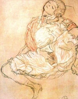 Henri de Toulouse-Lautrec's 1896 Seule (Alone), Egon Schiele's 1913 Walburga Neuzil in Black Stockings, Gustav Klimt's 1913 Frau bei der Selbstbefriedigung (Woman Masturbating)