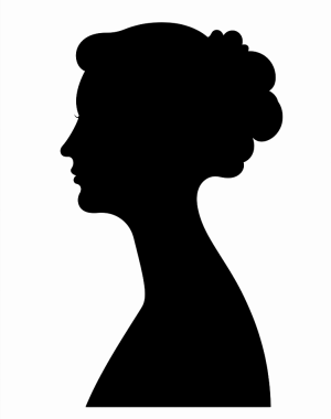 a black silhouette graphic of a woman