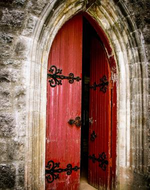 Opened Red Wooden Door