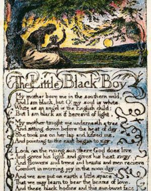 A woman and her son sitting under a tree