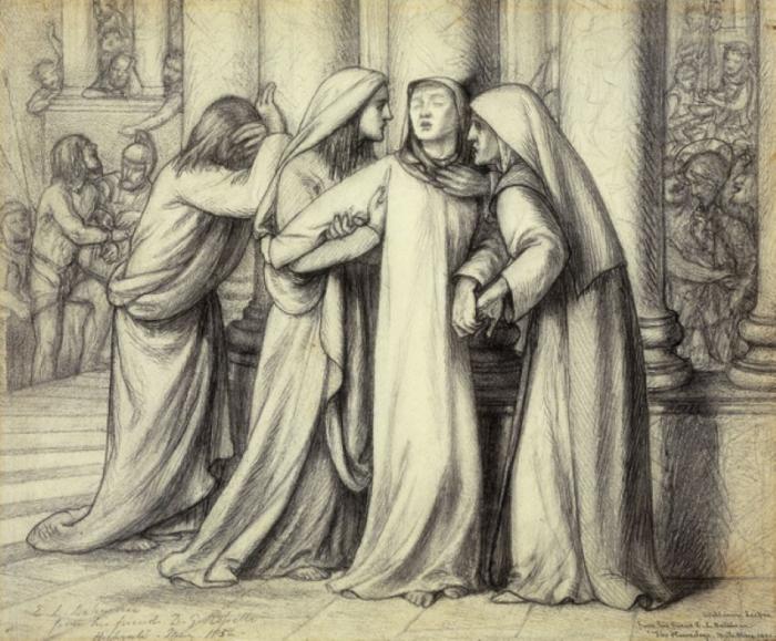 Dante Gabriel Rossetti, The Virgin Mary Being Comforted (1852).