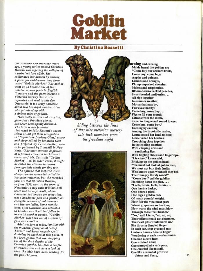 scan of first page of Goblin Market feature in Playboy Magazine