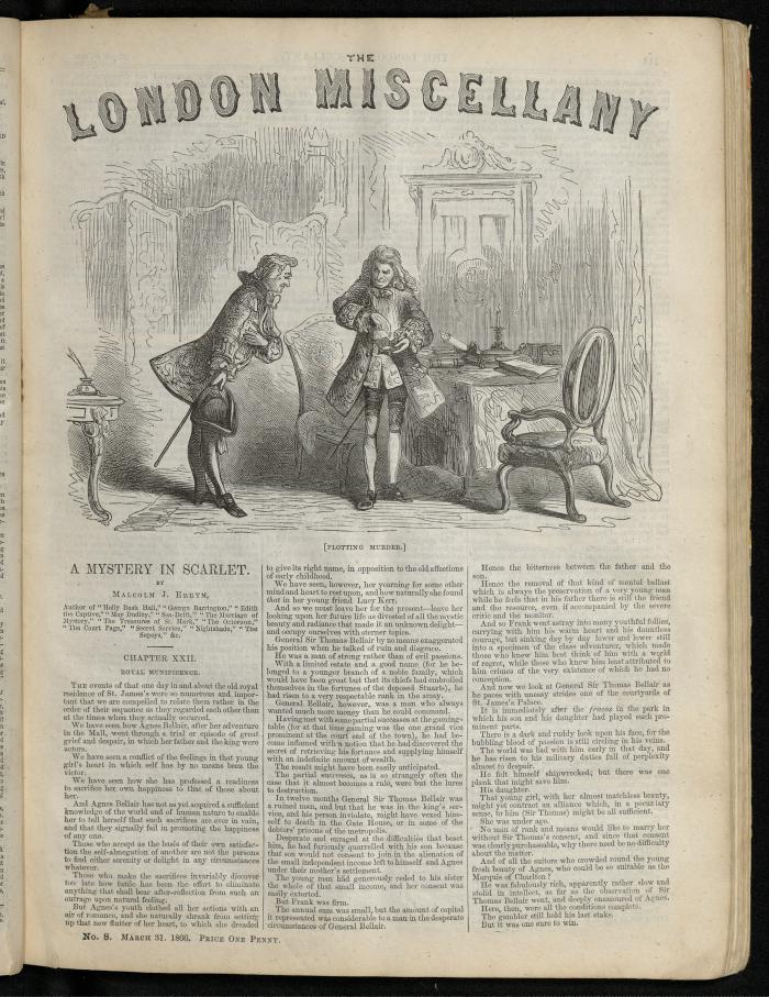 "Plotting Murder." The London Miscellany 8 (31 Mar 1866), 113