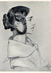 Pencil portrait of Christina Rossetti in Profile, age 15