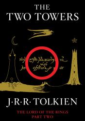 Cover of the book "The Two Towers", where a golden tower near a black tower is seen