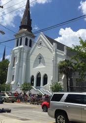 People Mourning at Charleston Church after Shooting