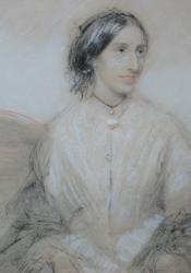 George Eliot, Chalk Pastel attributed to George Barker Jr. (ca. 1845)